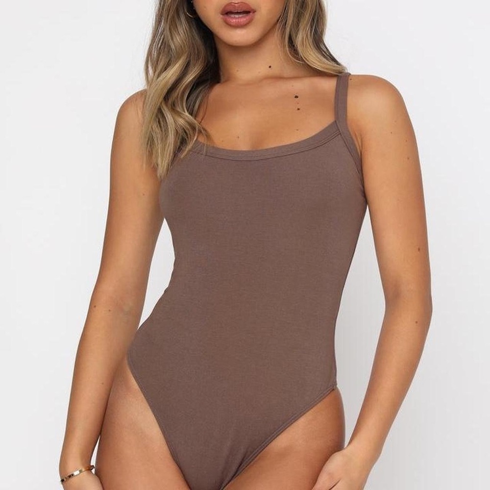 White Fox White Fox Hang On To Love Bodysuit Mocha $42 Retail + Ribbed Skirt